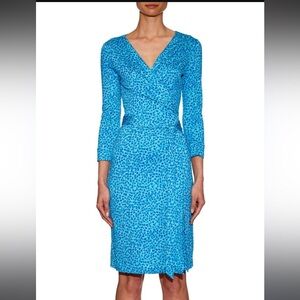 Diane Von Furstenberg Petal Dreams Blue Julian Wrap Dress